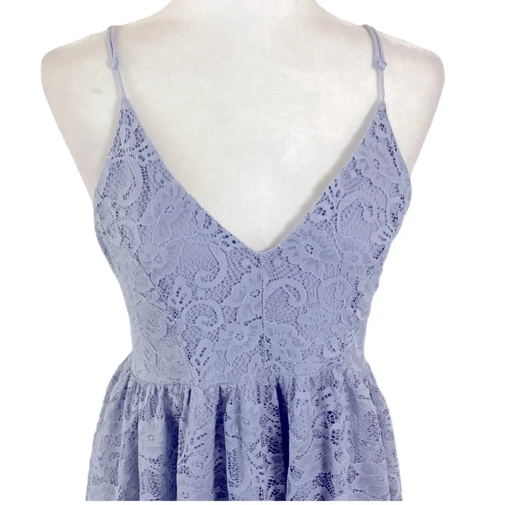 Sam Edelman Eventide Lace Dusty Blue Romper - Picture 4 of 10